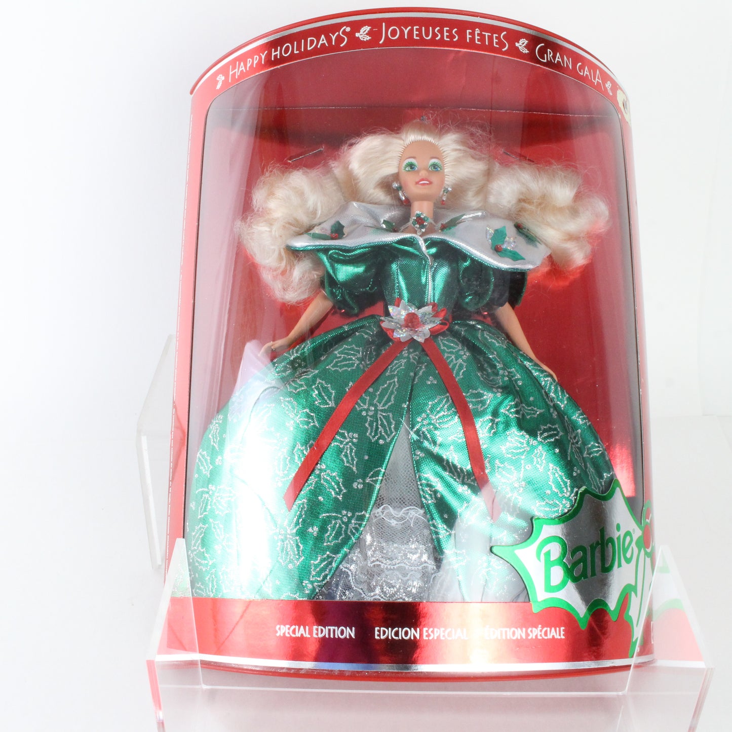 Happy Holidays Barbie Blonde W/ Green Gown Mattel 14123 Foreign Release