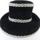 Eve Andrea Ladies Elegant Boutique Black Felt Hat W/ Beading Feather 7 1/8 57cm