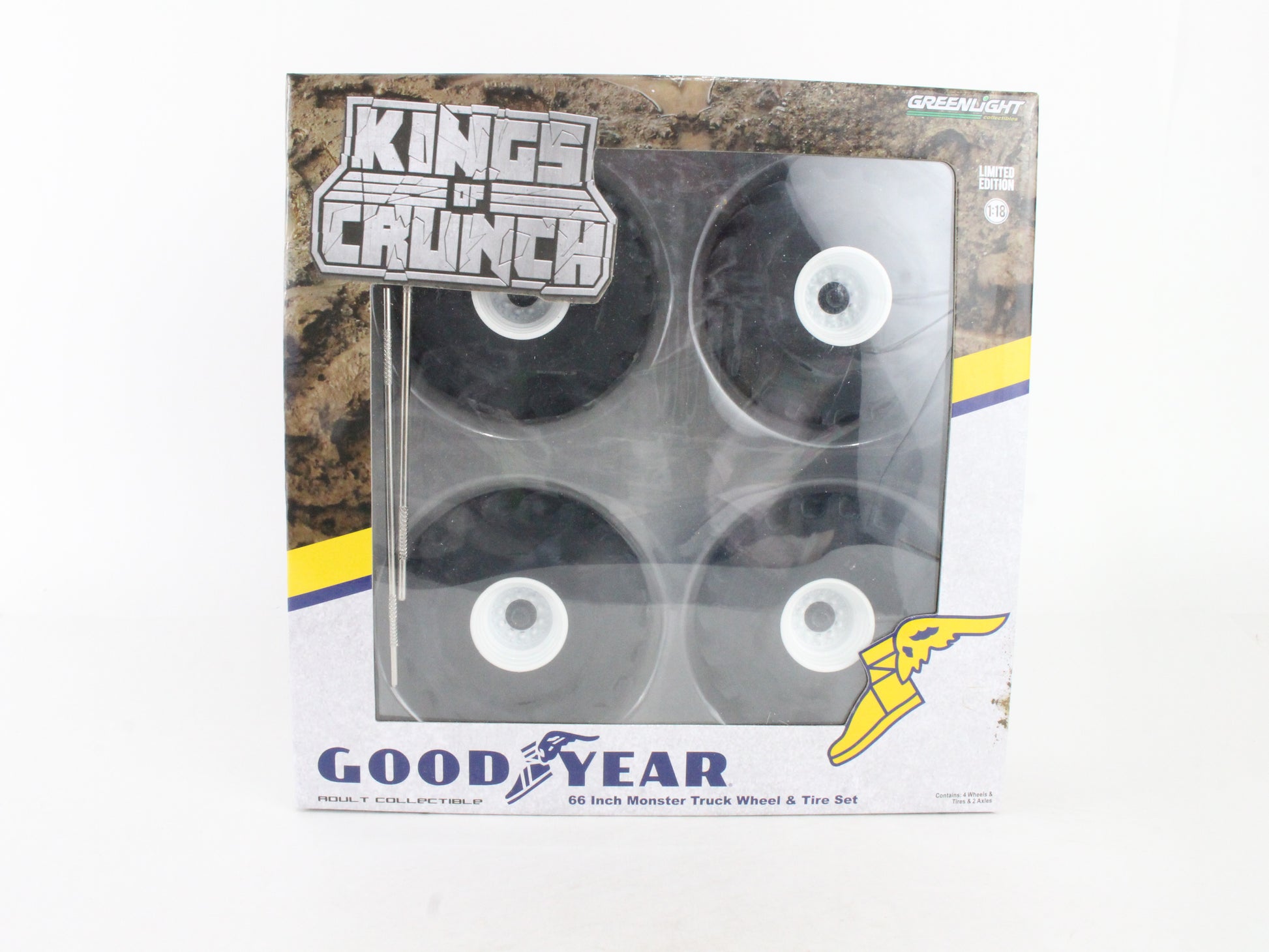 Goodyear 66" Monster Truck Wheel & Tire Set Kings Of Crunch Greenlight 1:18