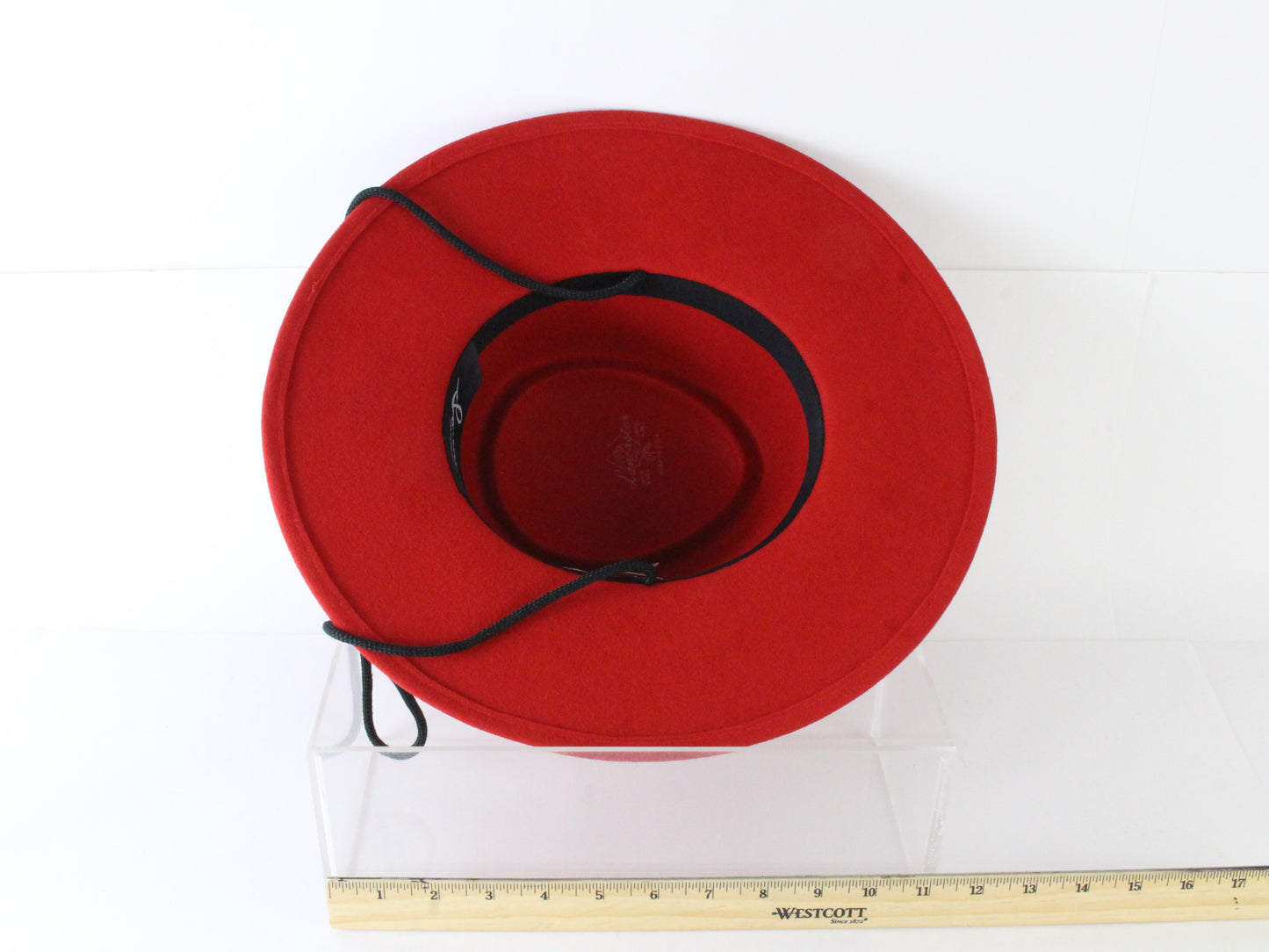 Jack Mcconnell New York Ladies Red Straw Hat W/ Rhinestones 7 1/4 58cm