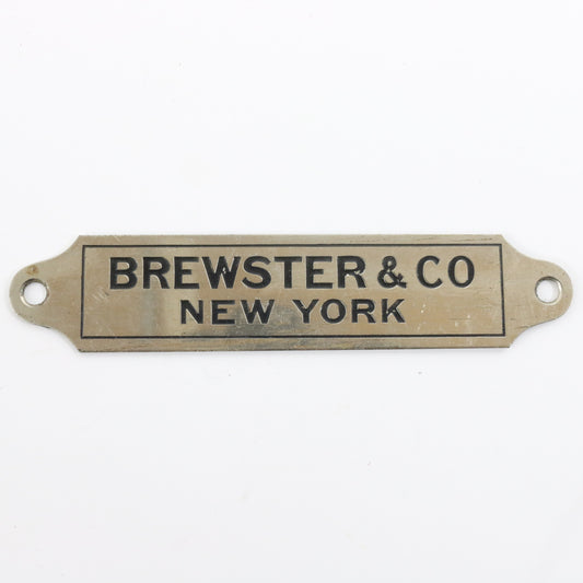 Brewster & Co of NY New York Antique Coachbuilder Bodytag Emblem Badge