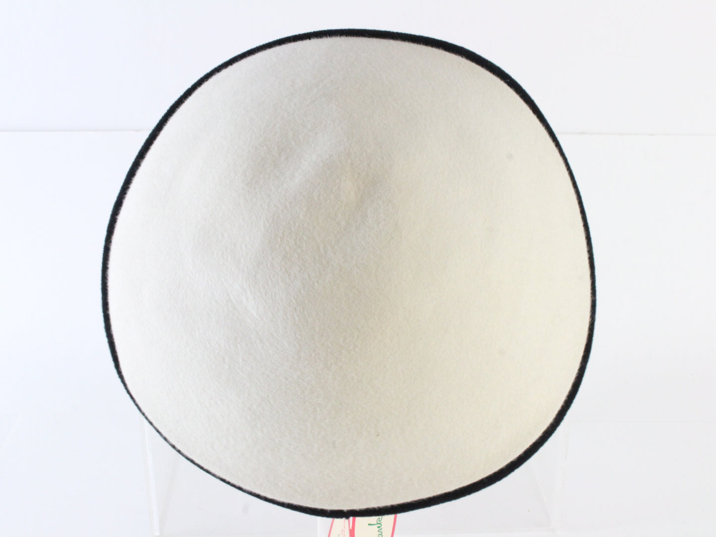 Frank Olive New York Ladies White and Black Felt Boutique Hat 7 56cm