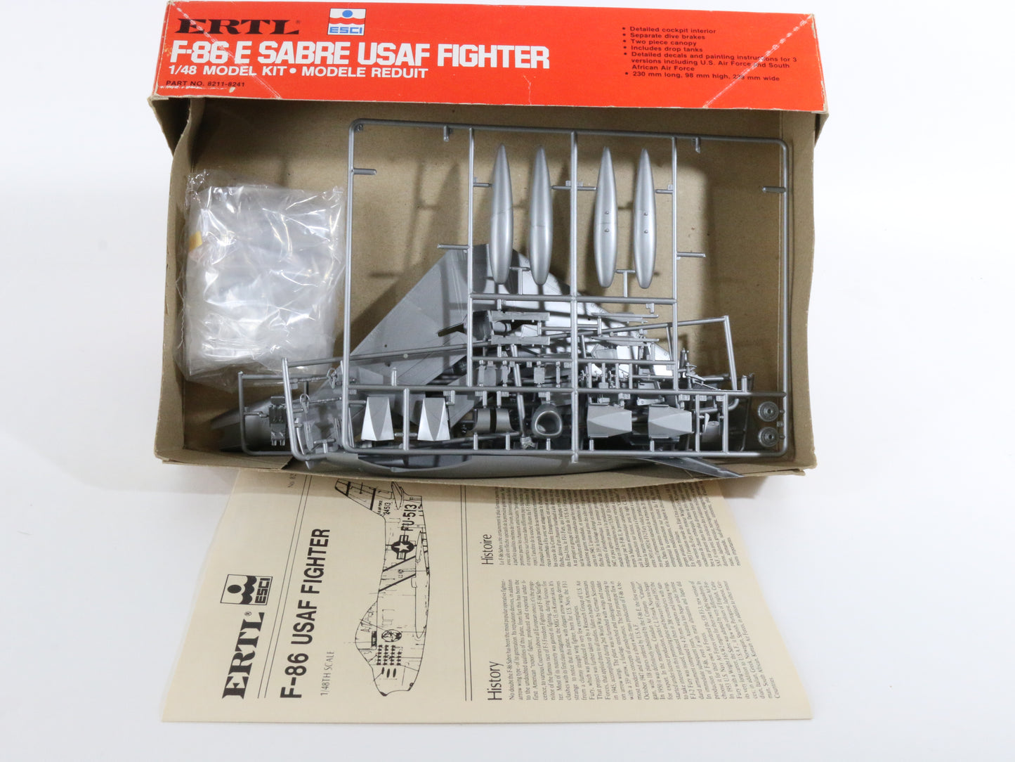 Sabre F-86 E USAF Fighter Jet Plane ERTL Esci 1:48 Plastic Kit 8211-8241