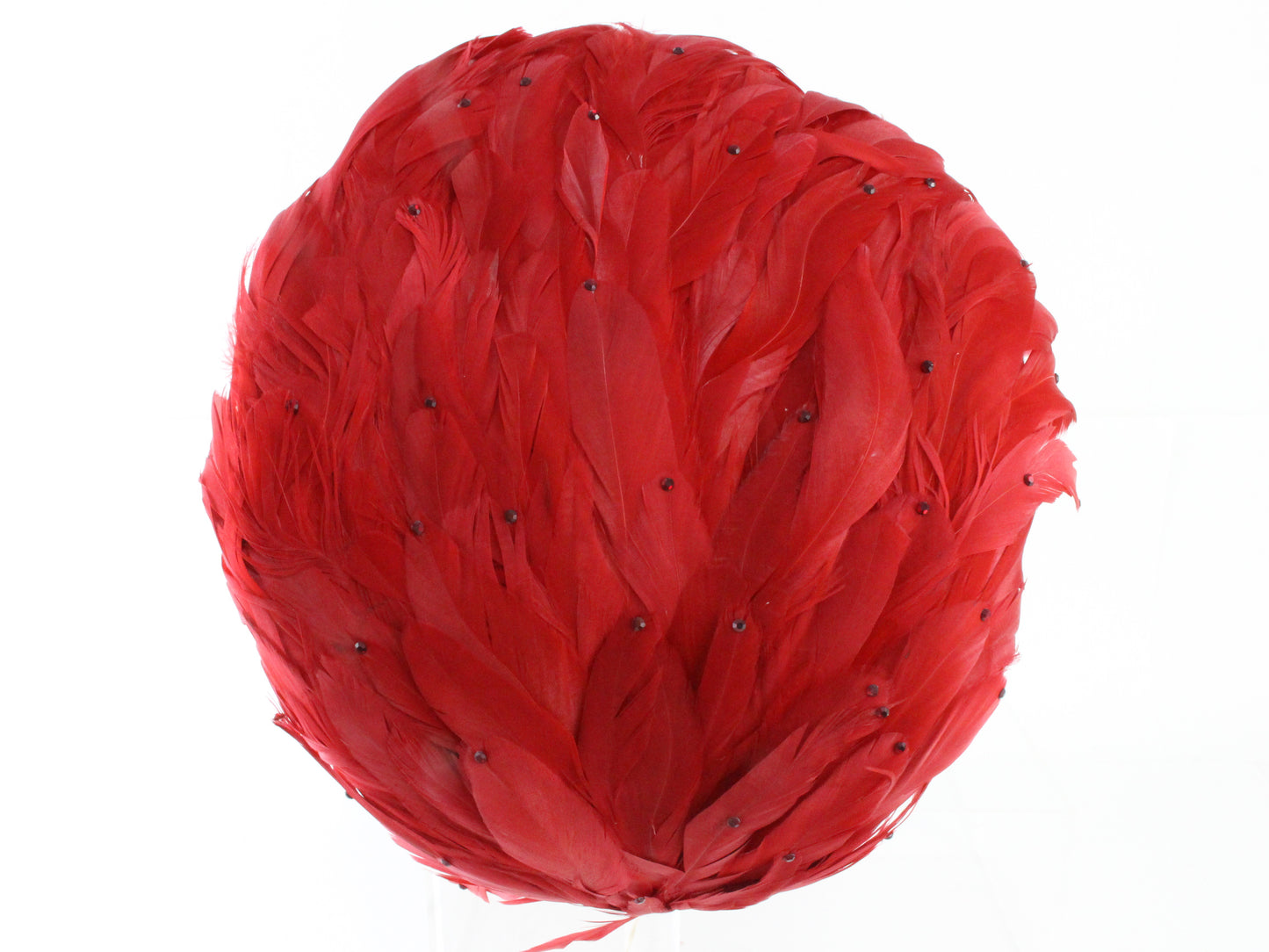 George Zamaul New York Ladies Boutique Red Felt Hat W/ Feathers 6 7/8 55cm