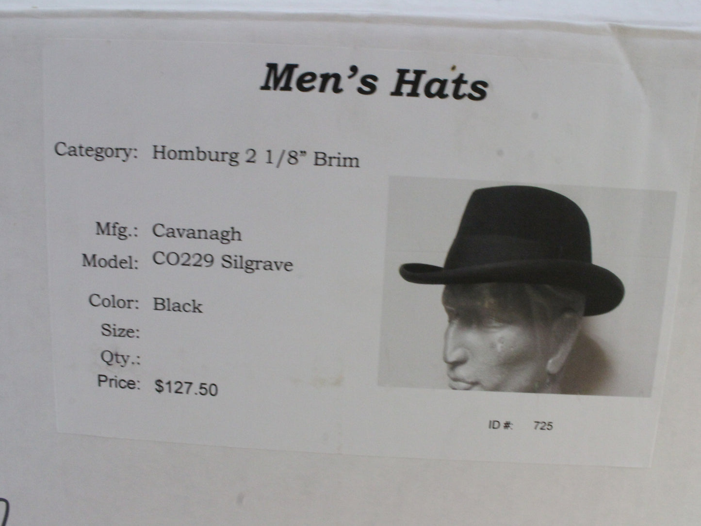 Cavanagh Hats New York Mens Black Felt Homburg W/ Ribbon MULTIPLE SIZES