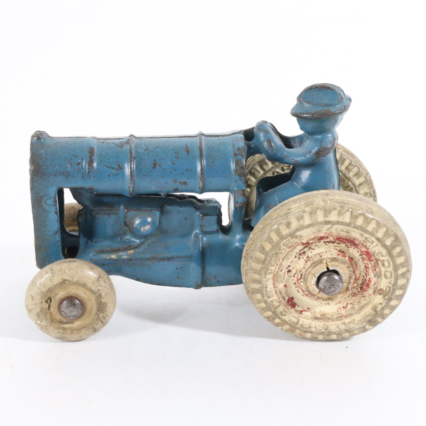 Vintage Blue & White Cast Iron Tractor Farm Model Arcade 273r 3.5"