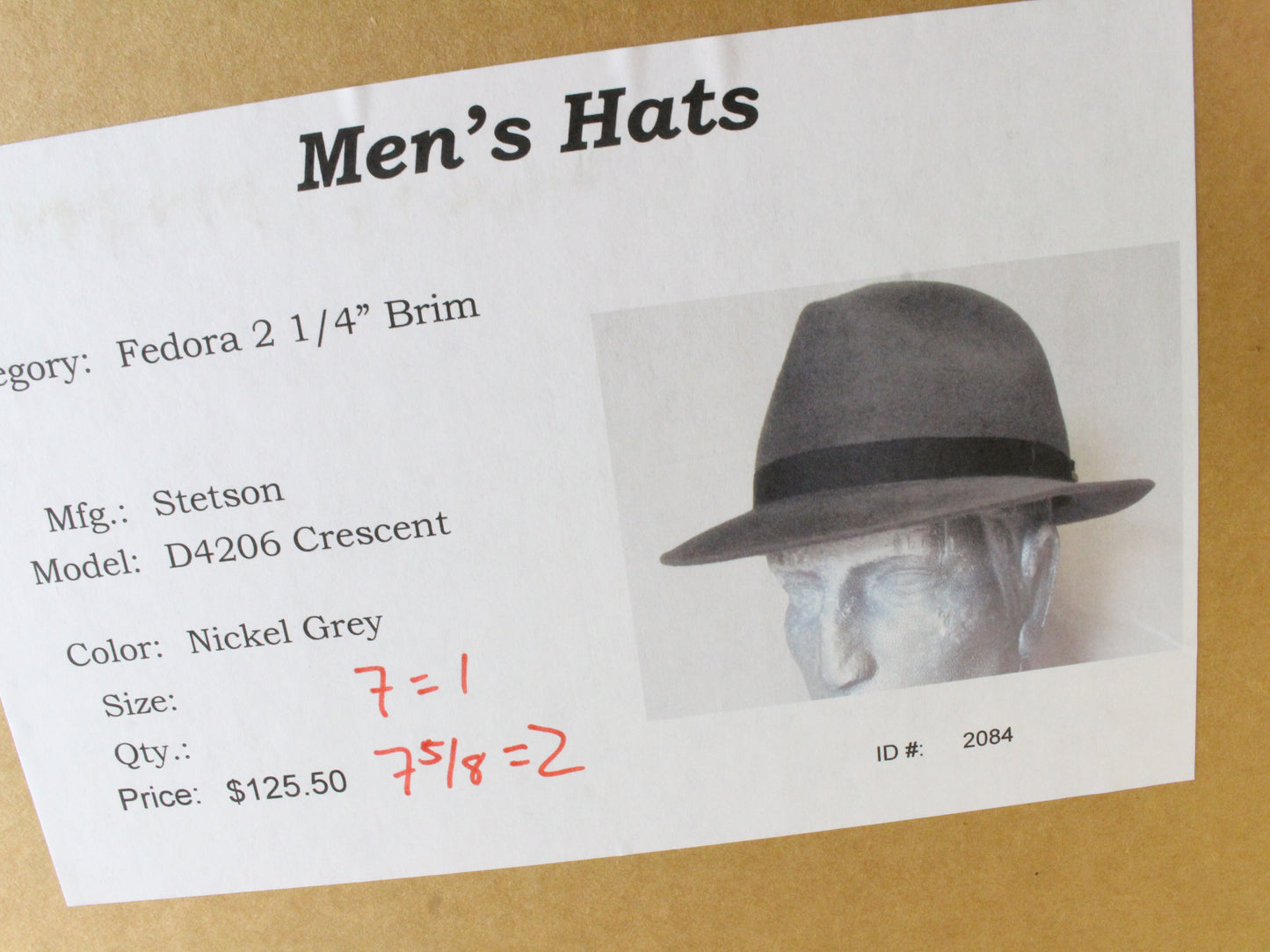 Stetson The Sovereign Mens Nickel Gray Felt Fedora W/ Feather 7 56cm