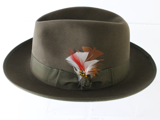 Biltmore Royal Mens Ancient Bronze Brown Felt Fedora W/ Pin 8 64cm