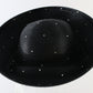 Makins New York Ladies Fancy Black Straw Like Hat W/ Rhinestones 7 1/8 57cm