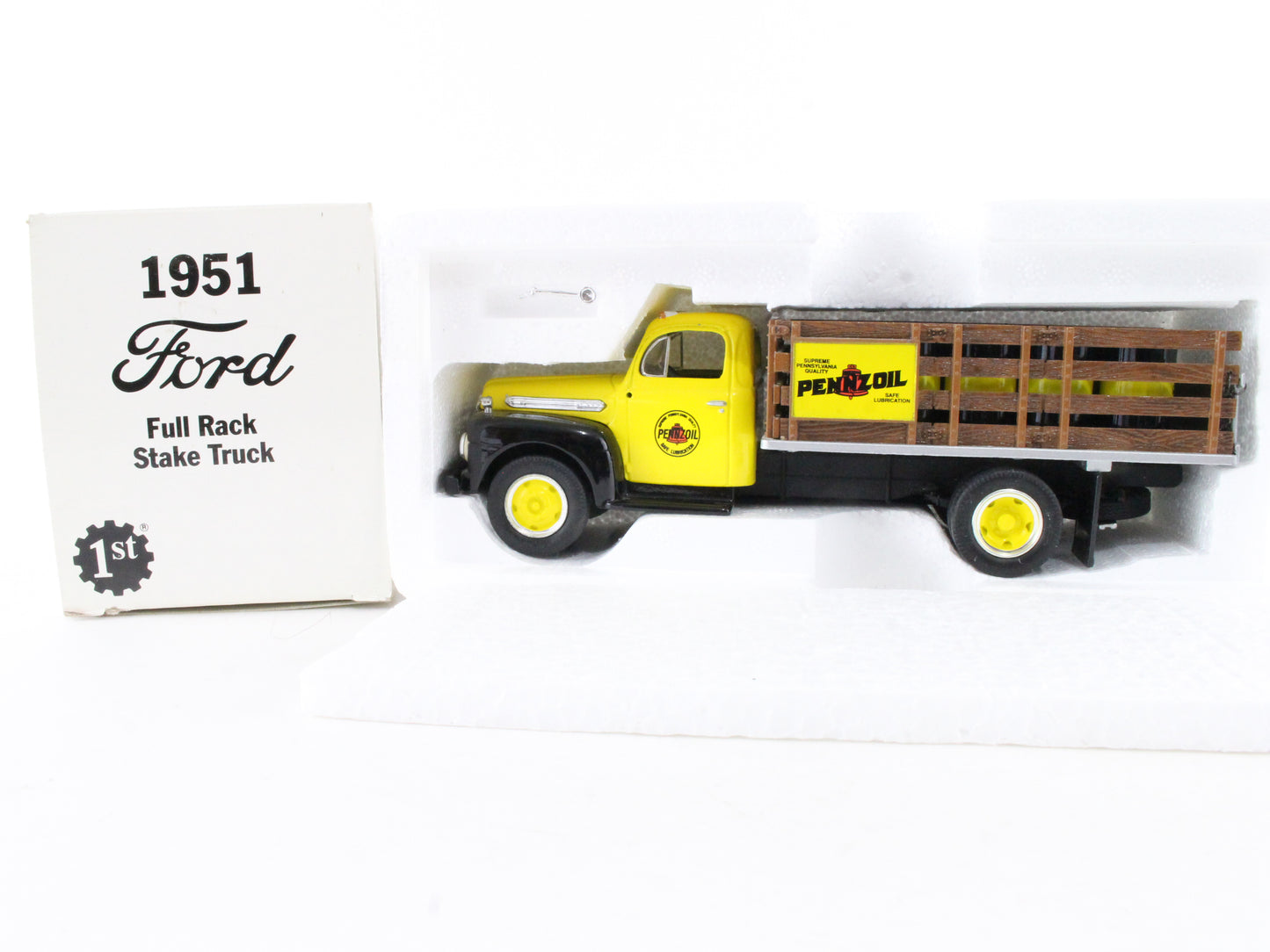 1951 Ford F-6 Full Rack Stake Truck Penzoil First Gear 1:34 Scale Model 19-1097