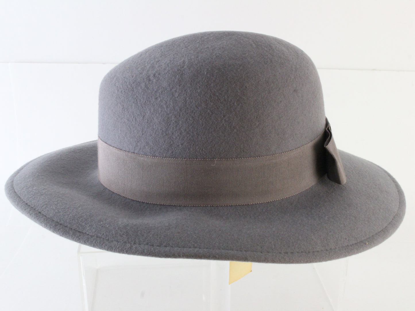 Sonni of California Ladies Gray Wool Felt Boutique Hat W/ Bow 6 7/8 55cm