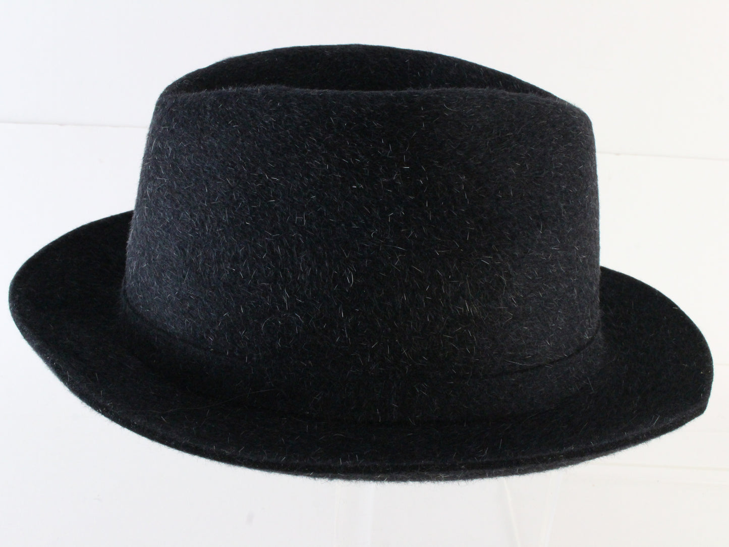 Biltmore Vagabond Mens Classic Black Mix Felt Fedora W/ Pin 7 1/2 60cm