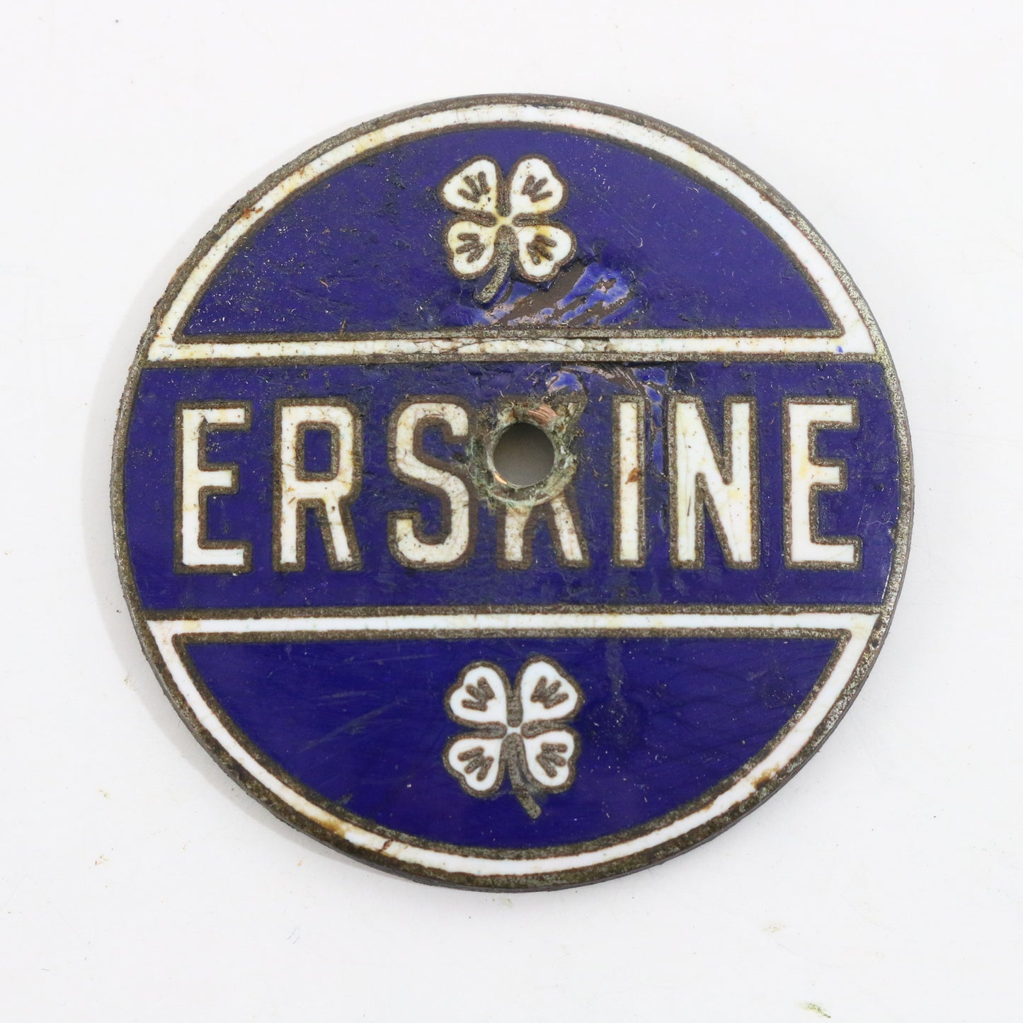 Erskine Antique Radiator Badge Metal Automobile Emblem 1.75"