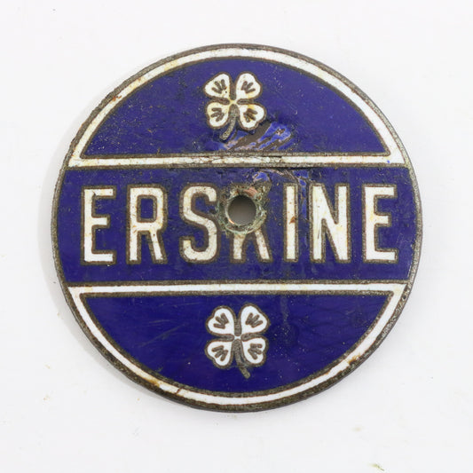 Erskine Antique Radiator Badge Metal Automobile Emblem 1.75"