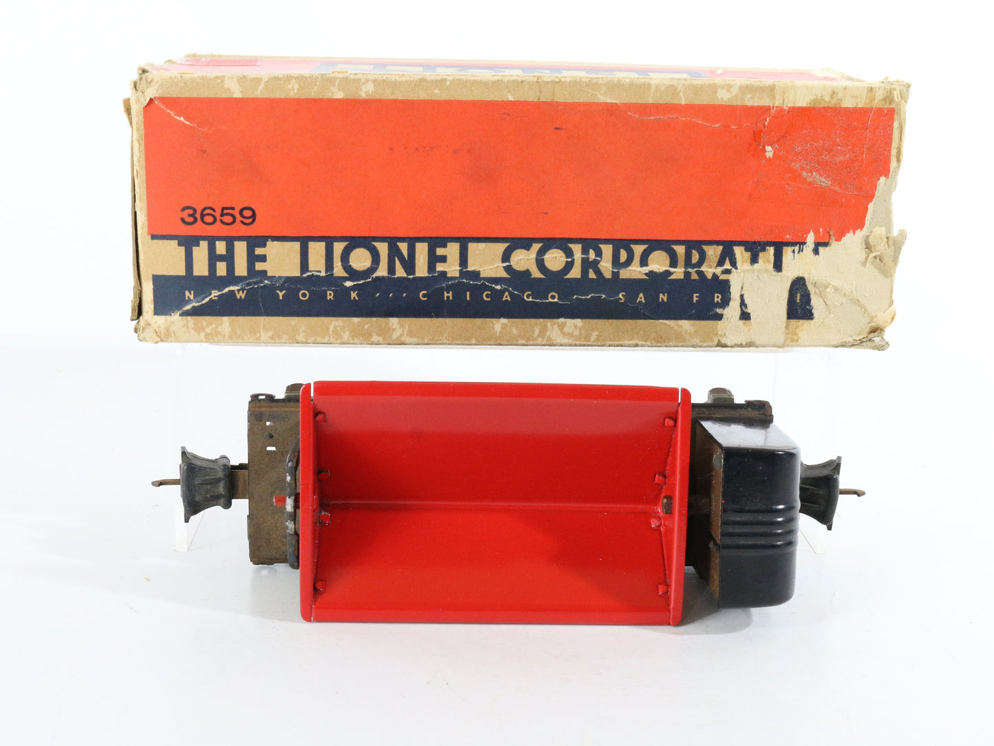 Lionel O Prewar 3659 Remote Control Red & Black Operating Dump Car