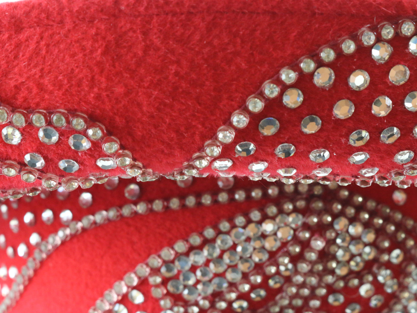 George Zamaul Couture Ladies Red Felt Boutique Hat W/ Rhinestones 7 1/8 57cm