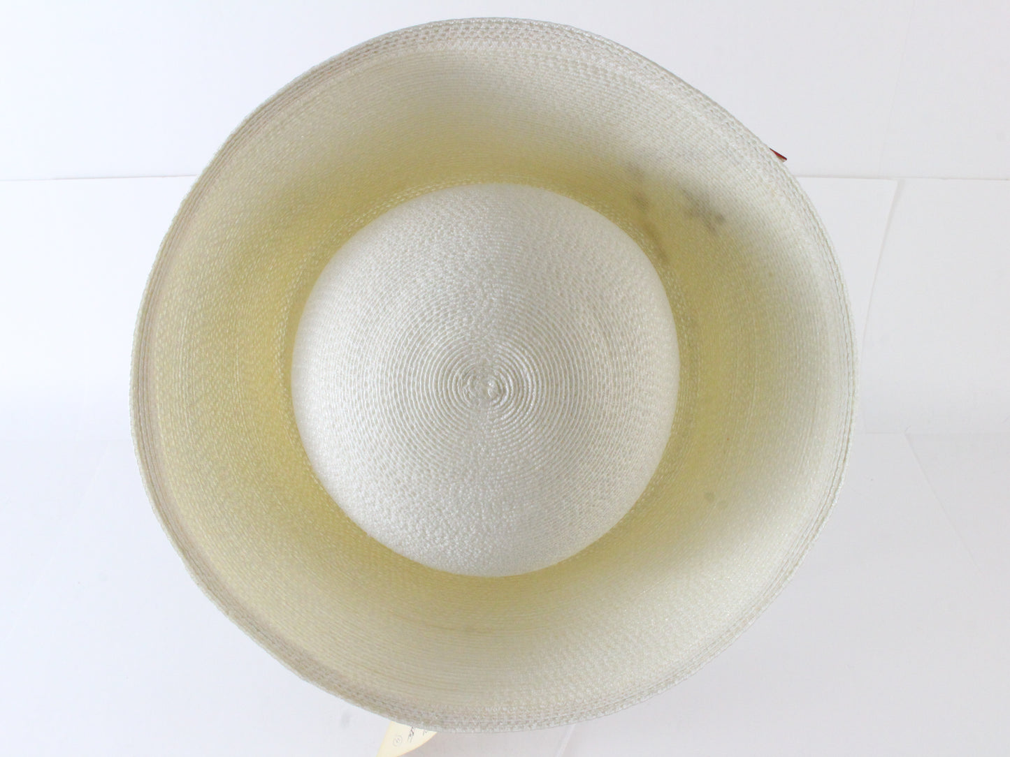 George Zamaul New York Ladies Church Hat White Weave W/ Rhinestones 7 56cm