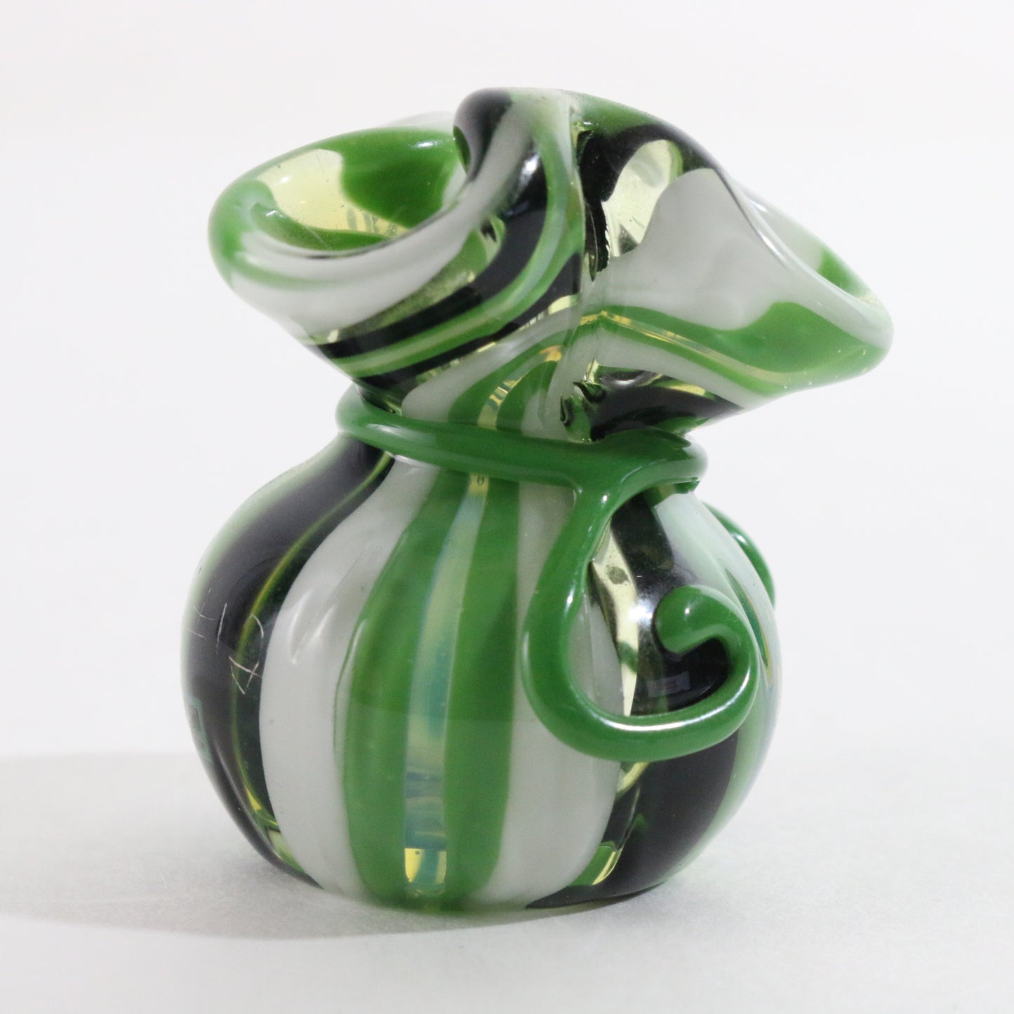 JAG Just Another Gallery Glass Money Bag Green Black & White #12 1.5"