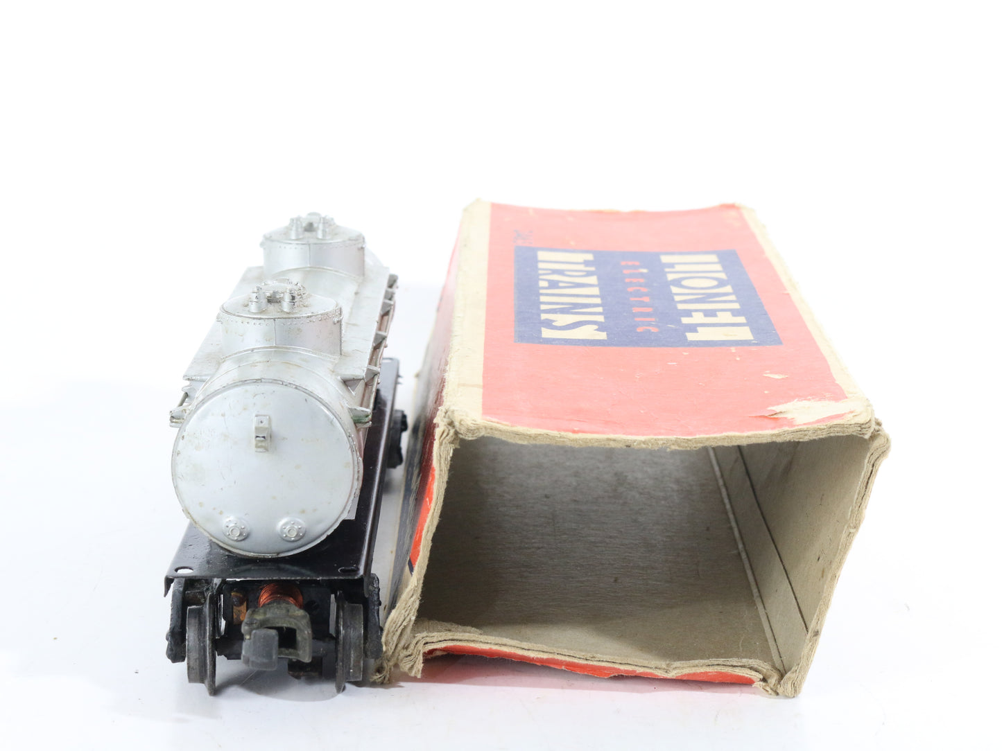 Lionel O Postwar 2465 Sunoco Silver 2 Dome Tank Car W/ Box