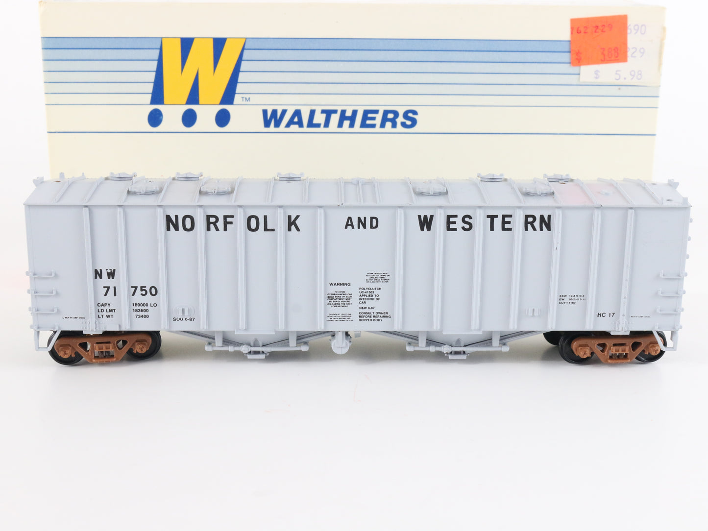 Norfolk & Western NW 71750 50' Airslide Hopper Car Walthers HO Train 932-3670