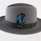 Royal Biltmore Mens Gray Classic Felt Fedora W/ Feathers and Pin 7 56cm