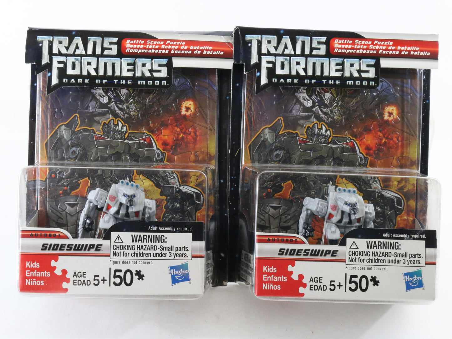 Lot Of 2 Sideswipe Transformers Dark Of The Moon Puzzle & Action Figure Hasbro