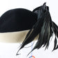 Mr John Classic Ladies Black and White Wool Felt Hat W/ Feathers 6 7/8 55cm