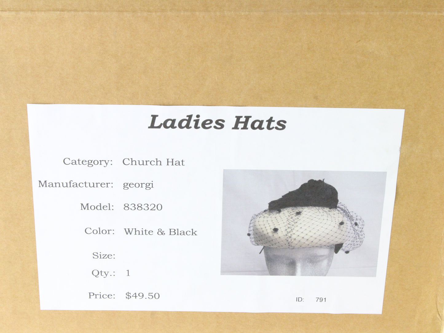 Georgi Ladies White And Black Wool Felt Hat W/ Flowers 6 7/8 55cm