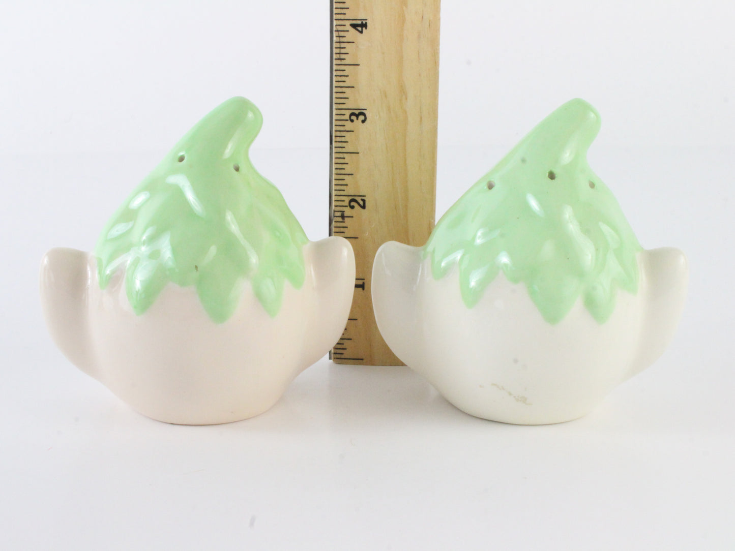 Vintage Pixie Elf Head Salt & Pepper Shakers Ceramic 3.5 In