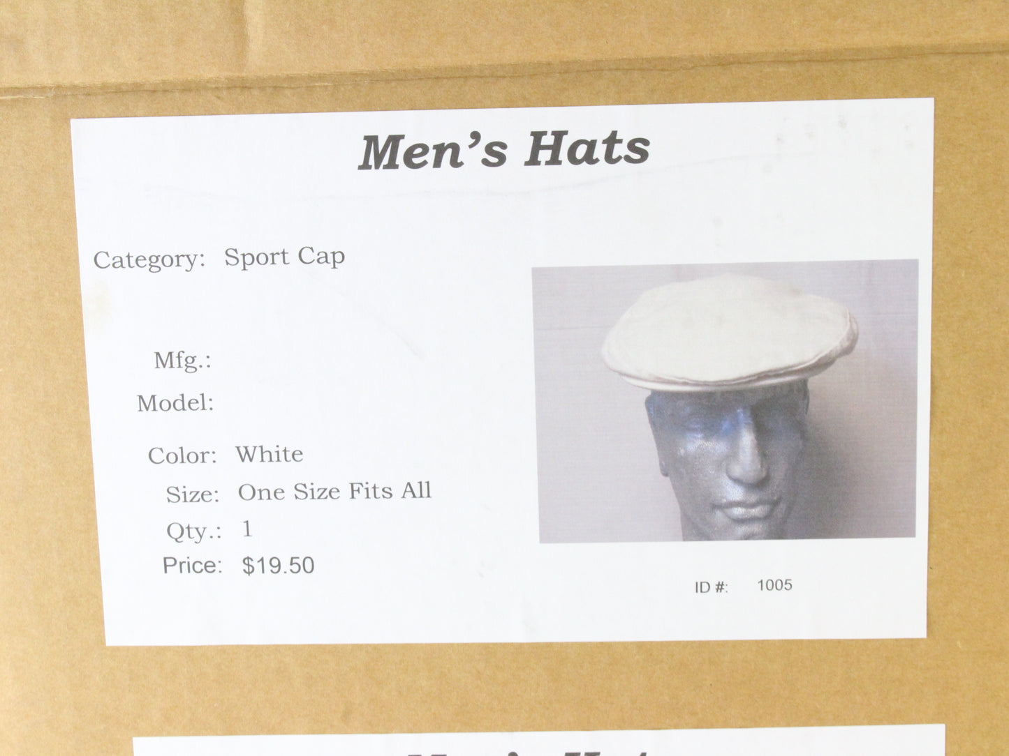 Mens Classic White Denim Sport Cap One Size