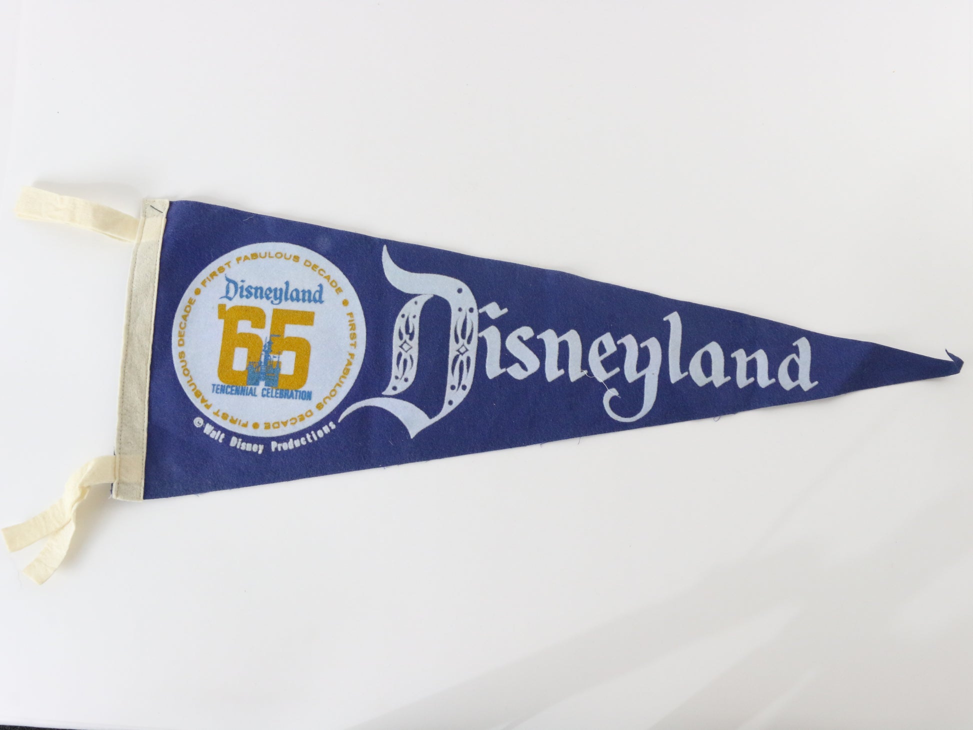 Disneyland 1965 Tencennial Celebration Felt Flag Pennant