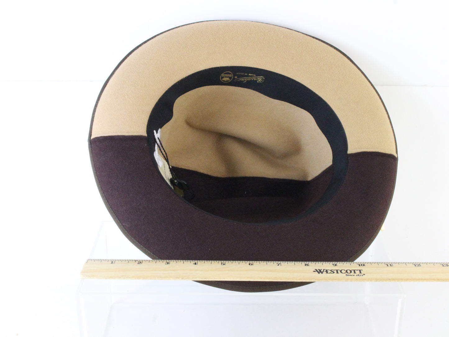 Borsalino Fancy Boutique Ladies Beige and Brown Felt Hat Made Italy Size: M