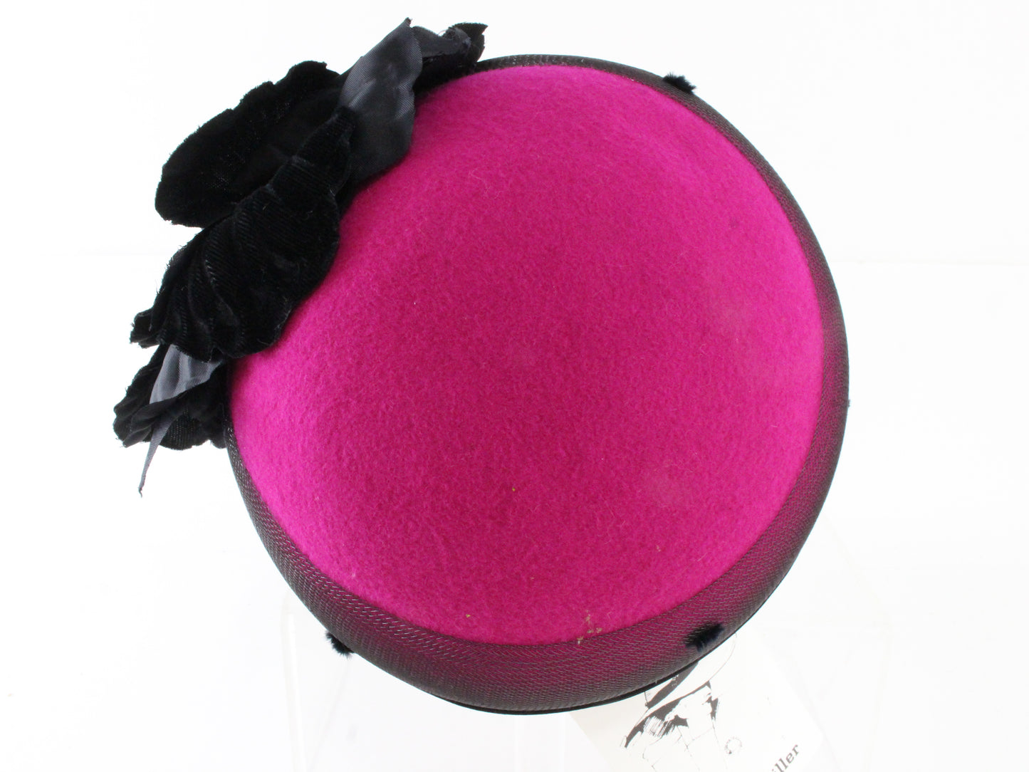 Joe Bill Miller Ladies Boutique Fuchsia Wool Felt Hat W/ Flowers 7 1/8 57cm