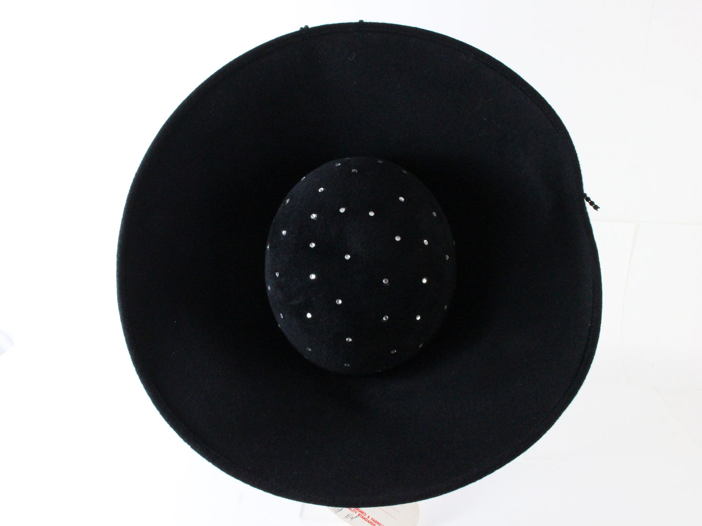 George Zamau'l Couture Ladies Boutique Black Felt Hat W/ Rhinestones 7 56cm