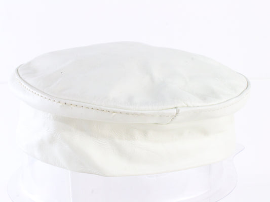 Henschel Ladies White Genuine Leather Pillbox Cap MULTIPLE SIZES