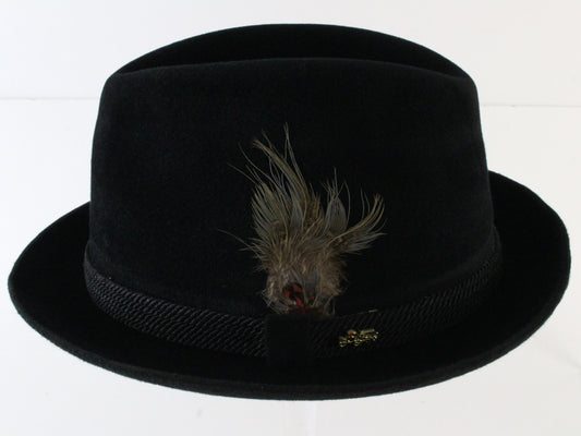 Dobbs Fifth Ave Hunter Mt Mens Black Felt Fedora W/ Feather MULTIPLE SIZES