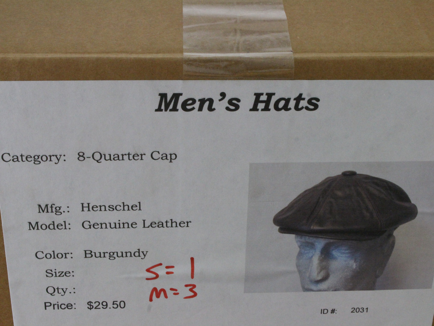 Henschel Mens Burgundy Paneled Eight Quarter Cap MULTIPLE SIZES