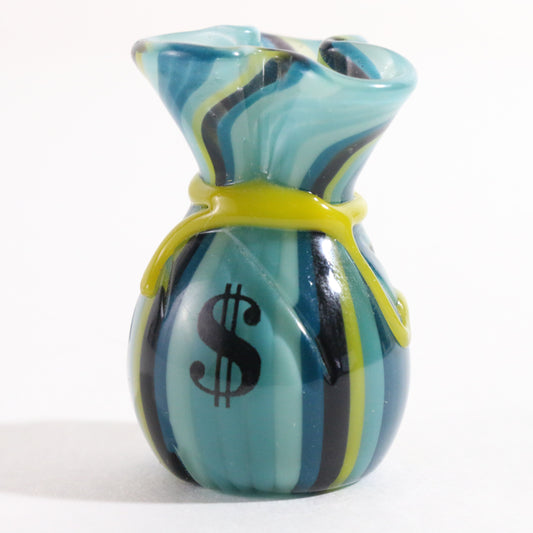 JAG Just Another Gallery Glass Money Bag Blue Yellow #20 1.25"