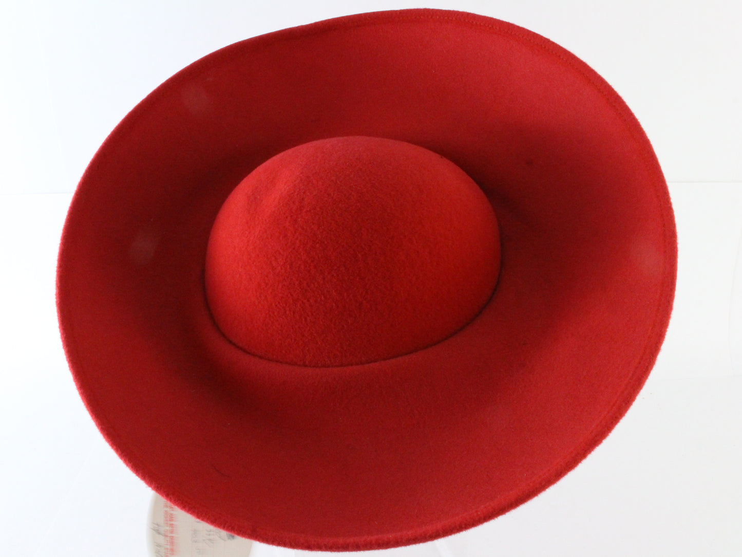 George Zamaul New York Ladies Fancy Asymmetrical Red Felt Hat W/ Sequins 7 56cm