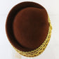 Sonni of California Ladies Brandy Brown Felt Hat W/ Gold Cord 6 7/8 55cm
