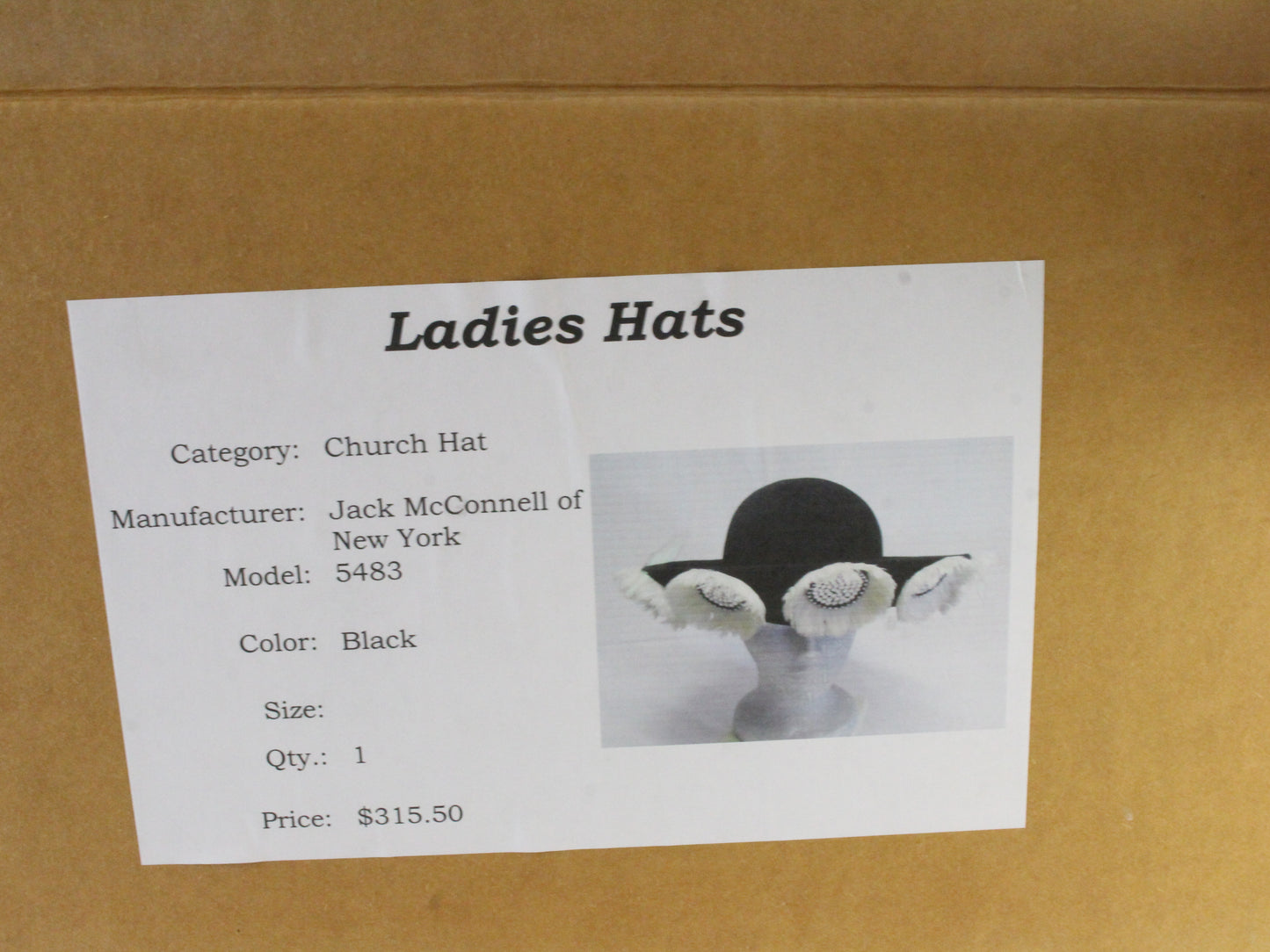 Jack Mcconnell New York Ladies Fancy Black Felt Hat W/ White Flowers 7 56cm