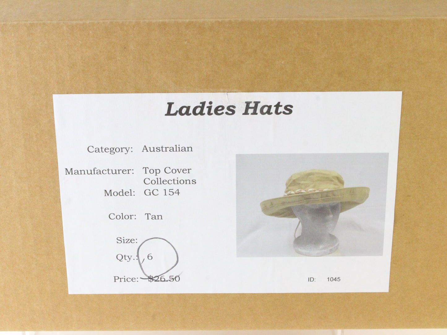 Top Cover Collections Australian Designed Ladies Tan Cotton Hat Adjustable