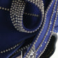 George Zamaul Couture Ladies Royal Blue Felt Hat W/ Rhinestones 7 56cm