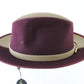 Borsalino Italian Fancy Boutique Ladies Beige Burgundy 2 Tone Felt Hat Size: M