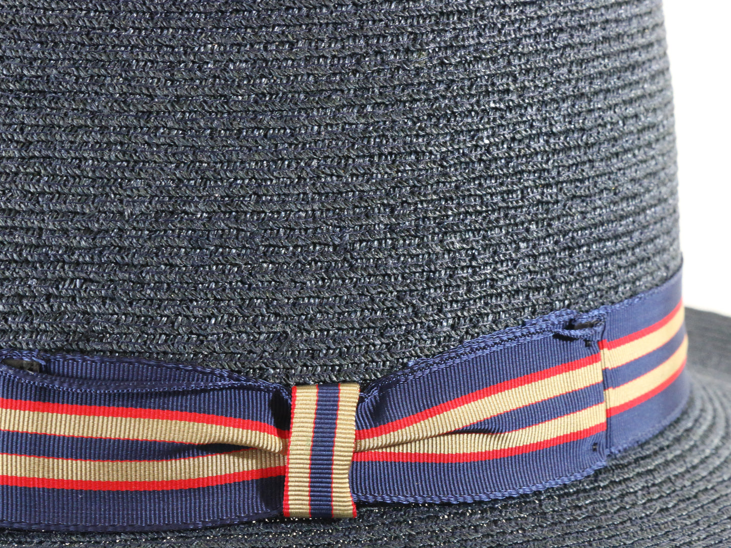 Vintage Biltmore Mens Classic Navy Blue Straw Milan Fedora 6 5/8 53cm