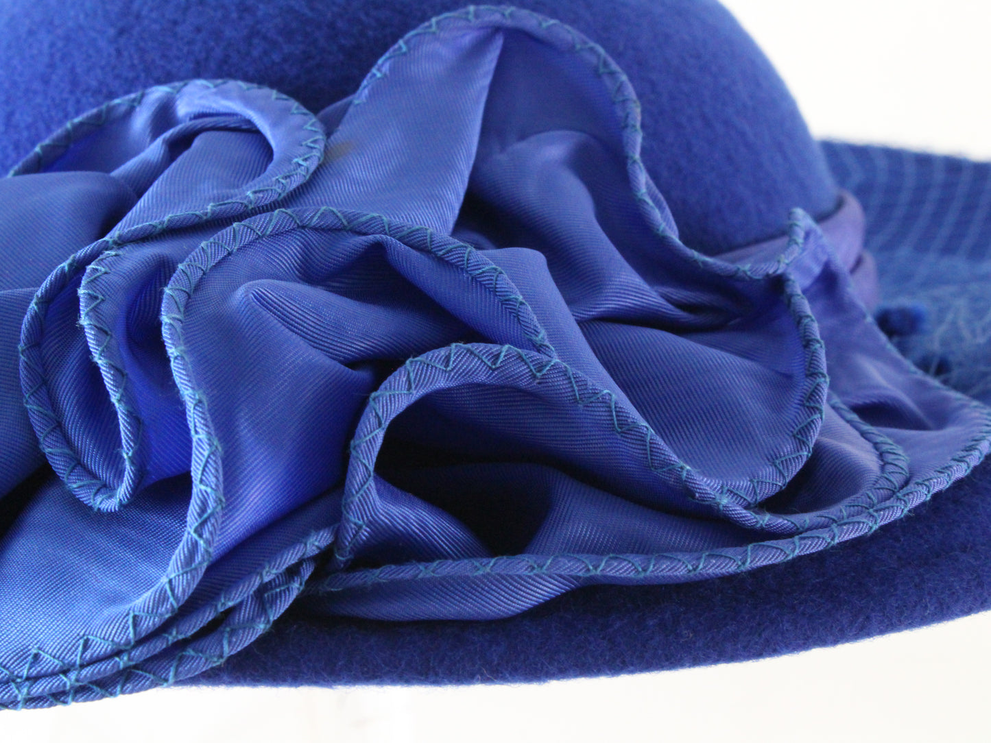 Sonni Of California Ladies Royal Blue Wool Felt Hat W/ Ribbon 6 7/8 55cm