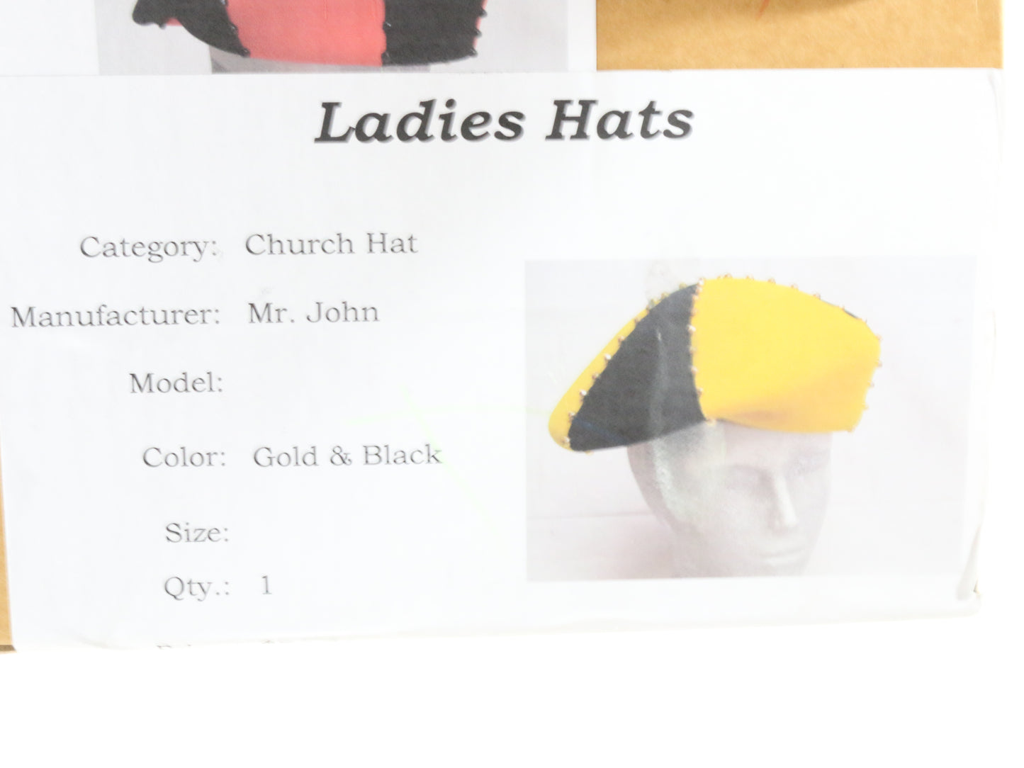 Mr John Classic Ladies Yellow and Black Wool Felt Hat W/ Beads 7 1/8 57cm