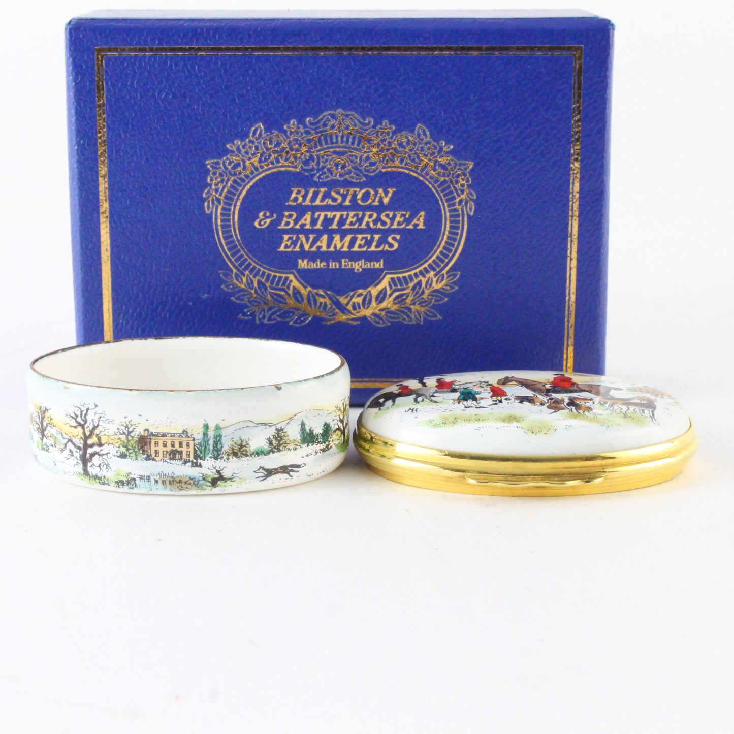 Vintage Early Halcyon Days Bilston Battersea Christmas 1979 Enamel Box #11/365