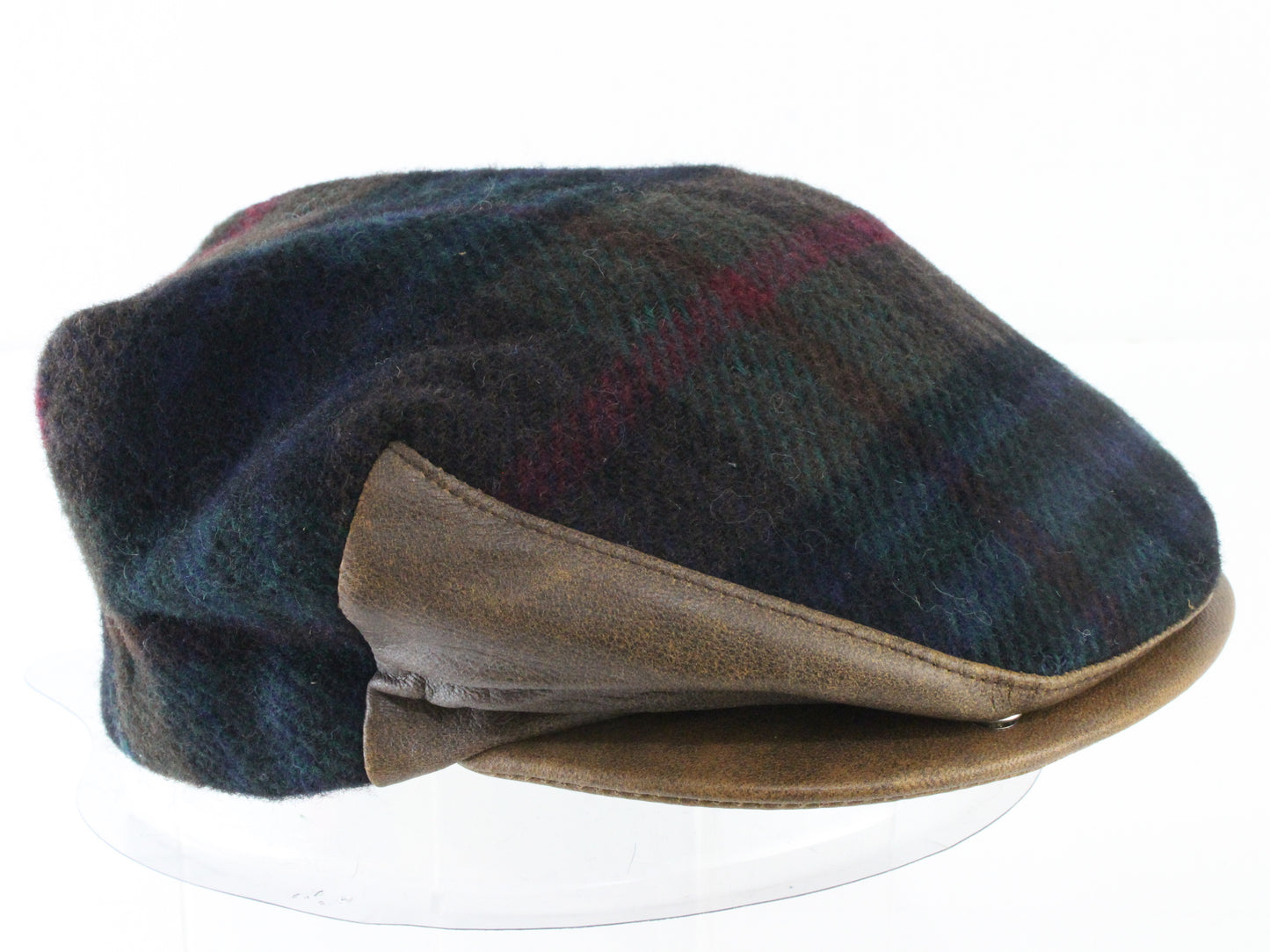 Lake of the Isles Mens Plaid Wool and Genuine Leather Sport Cap M