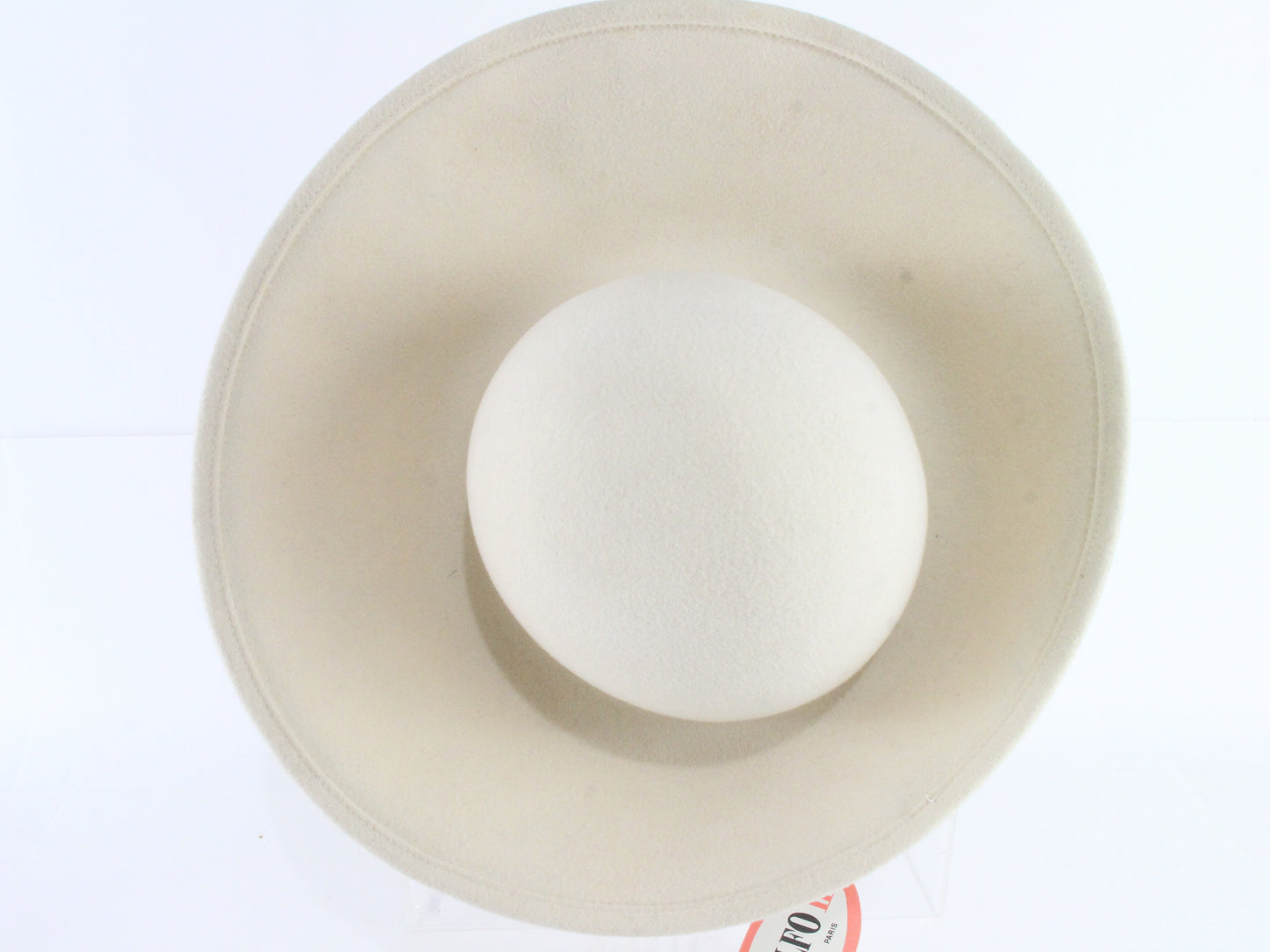 Adolfo Ii White Round Ladies Boutique Hat Excello Wool Felt 7 56cm